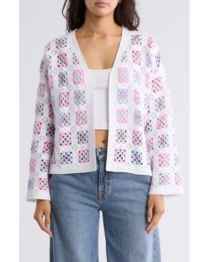 Design History Granny Square Crochet Sweater - Purple