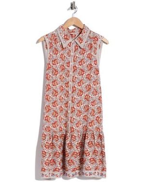 Max Studio Sleeveless Ruffle Hem Shirtdress - Red