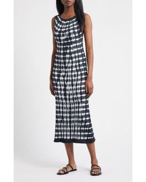 Nation Ltd Christy Tie Dye Keyhole Rib Cotton Midi Dress - Blue