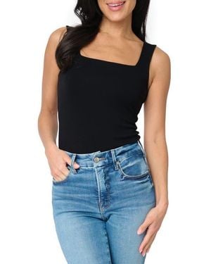 Gibsonlook Square Neck Ponte Tank Bodysuit - Black