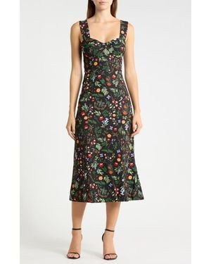 Hutch Floral Bustier Midi Dress - Black