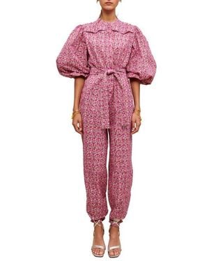 Maje Pyad Floral Print Jumpsuit - Red