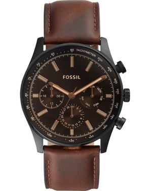 Fossil Sullivan Multi-Function Leather Watch - Black