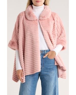 Nanette Lepore Collared Faux Fur Ruana - Pink