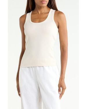 Theory Scoop Neck Ribbed Tank - White