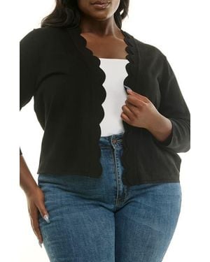 Nina Leonard Scalloped Bolero - Black