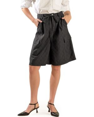 FREEMARKET Textured Tie Waist Bermuda Shorts - Black