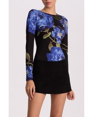 Alice + Olivia Delaina Floral T-Shirt - Blue
