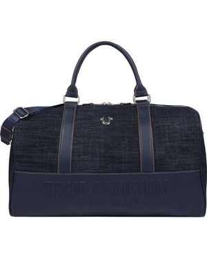 TRUE RELIGION Horseshoe Quilted Denim Weekender Bag - Blue