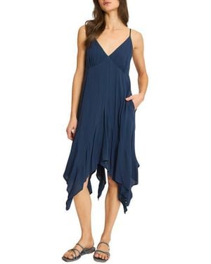 Wishlist Handkerchief Hem Babydoll Dress - Blue