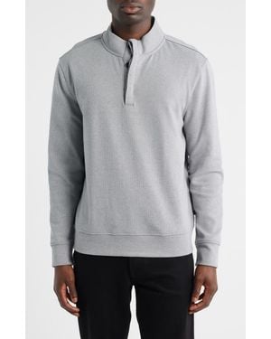 Robert Barakett Clarence Textured Quarter Button Pullover - Gray