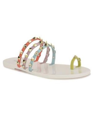 Nine West Centy Studded Toe Loop Sandal - White