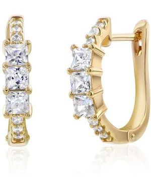 Suzy Levian Cubic Zirconia Huggie Hoop Earrings - Metallic
