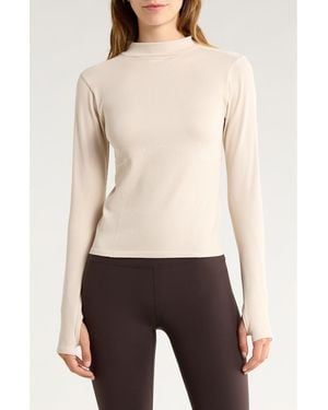 90 Degrees Priscilla Seamless Long Sleeve Activewear Top - Natural