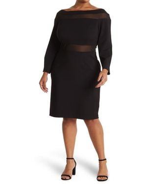Love By Design Luna Mesh Panel Off-The-Shoulder Midi Dress - Black