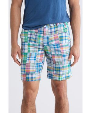 Vintage 1946 Patchwork Madras Flat Front Shorts - Blue