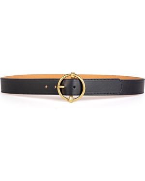 Linea Pelle Notch Center Bar Belt - Black