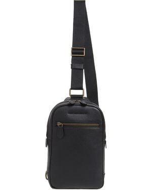 Johnston & Murphy Pebbled Leather Sling Bag - Black