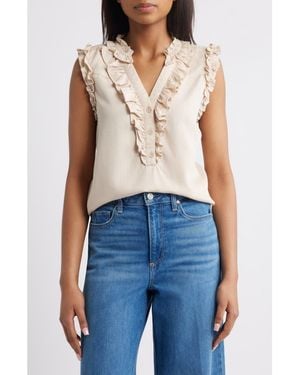 Wit & Wisdom Ruffle Trim Sleeveless Top - Blue