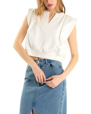 Endless Rose Power Shoulder Sweatshirt Top - Blue
