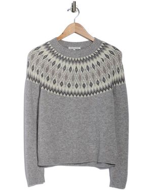 Sofiacashmere Fair Isle Crewneck Sweater - Gray