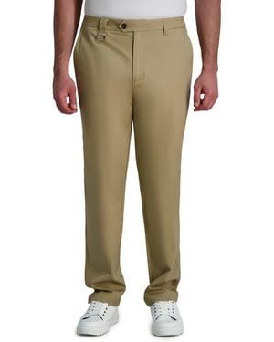 Karl Lagerfeld Stretch Cotton Straight Leg Dress Pants - Natural
