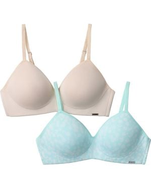 Halston 2-Pack Modern Micro Wire Free T-Shirt Bras - Blue