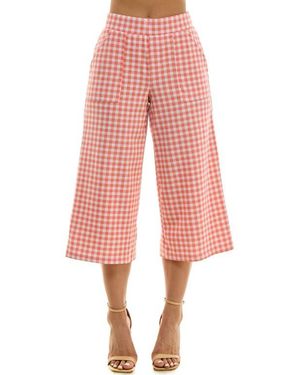 Nina Leonard Gingham Crop Wide Leg Pants - Pink