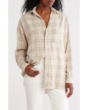 Frank & Eileen Shirley Plaid Oversize Button-Up Shirt - Natural