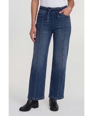 Sanctuary Denim Ekara Elastic Waist Slim Wide Leg Jeans - Blue
