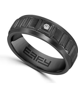 Effy Rhodium Plated Sterling Diamond Band Ring - Black