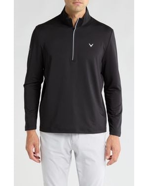 Callaway Apparel Fitted Quarter-Zip Golf Pullover - Black
