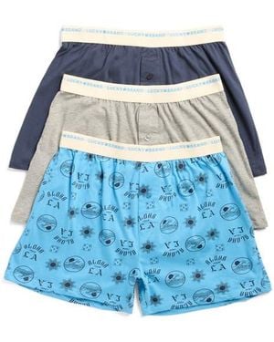 Lucky Brand Pack Of Three Knit Boxers - Blue