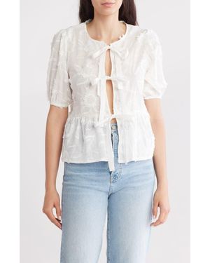 Forgotten Grace Floral Tie Top - White