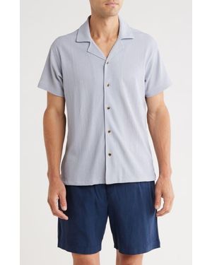 Tahari Cuban Textured Camp Shirt - Gray