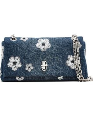 Marc Jacobs The Dual Chain Sequin Daisy Denim Wallet On A Chain - Blue