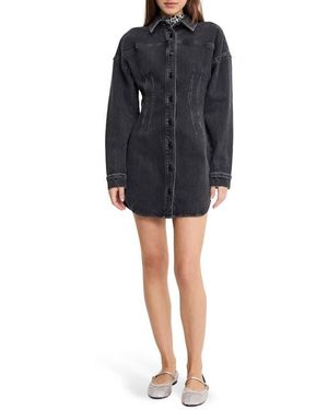 GOOD AMERICAN Denim Shirt Minidress - Black