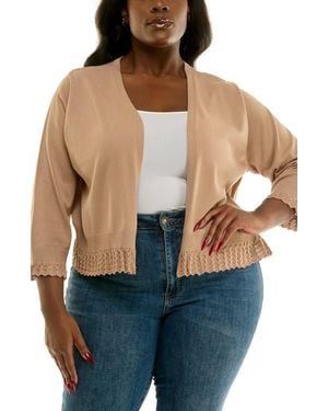 Nina Leonard Scalloped Lace Trim Bolero - Blue