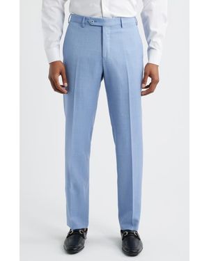 Zanella Parker Flat Front Wool Dress Pants - Blue