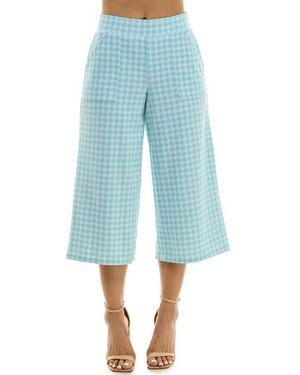 Nina Leonard Gingham Crop Wide Leg Pants - Blue