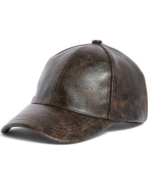 Steve Madden H-Anna Distressed Faux Leather Baseball Cap - Gray