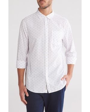 Original Penguin Line Print Stretch Button-Down Shirt - White