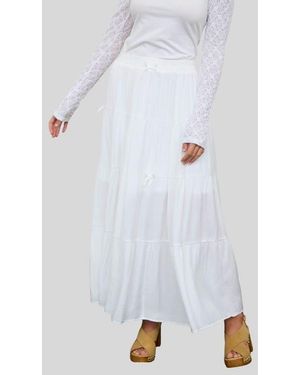 Blu Pepper Bow Tiered Maxi Skirt - White