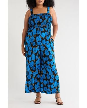 WEST K Smocked Wide Leg Jumpsuit - Blue
