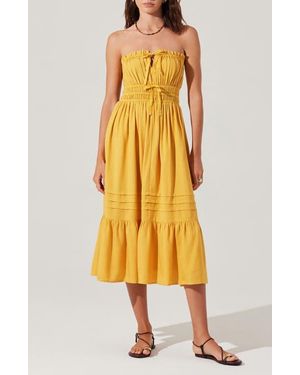 Astr Aubrie Strapless Midi Sundress - Yellow