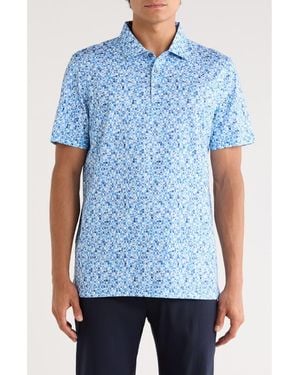 Bugatchi Victor Short Sleeve 8-Way Stretch Ooohcotton Knit Polo - Blue