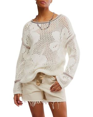 Free People Hidden Tropics Sweater - White
