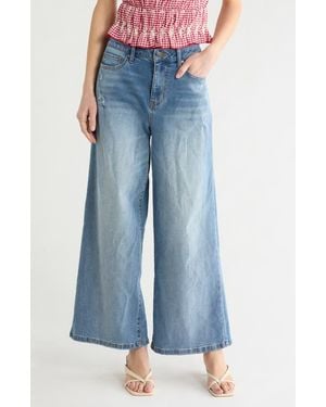 Vigoss Destructed High Waist Baggy Wide Leg Jeans - Blue