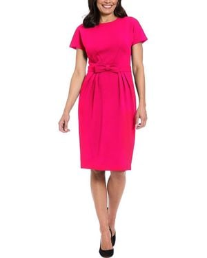 London Times Bow Waist Sheath Dress - Pink