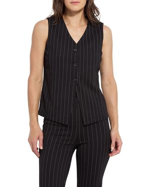 Lyssé Maria Pinstripe Ponte Vest - Black